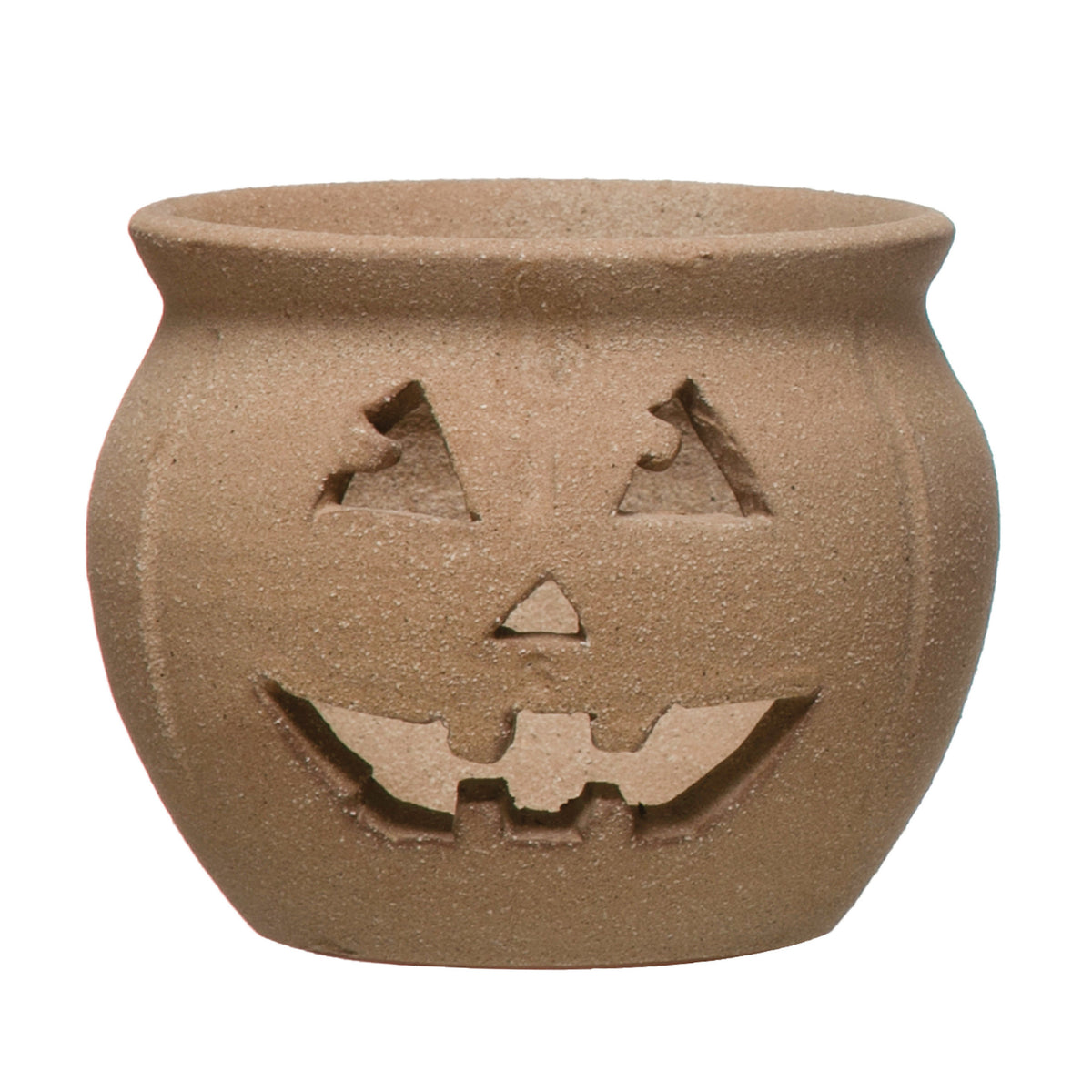 Terracotta Jack-O-Lantern Candle Holder, Small