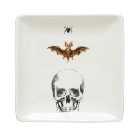 Square Stoneware Plate, 5in, Halloween Image, Asst