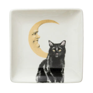 Square Stoneware Plate, 5in, Halloween Image, Asst