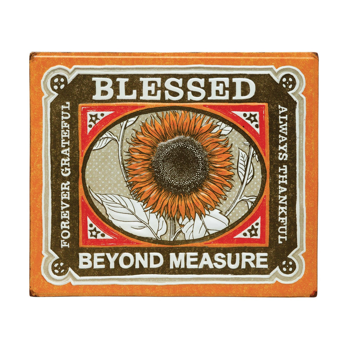 Embossed Metal Wall Decor with Thanksgiving Saying