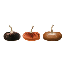 Load image into Gallery viewer, Velvet Pumpkin with Resin Stem, 9.75in, 3 Colours
