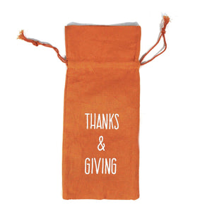 Gift Bag, Drawstring Wine Bag w Fall Saying