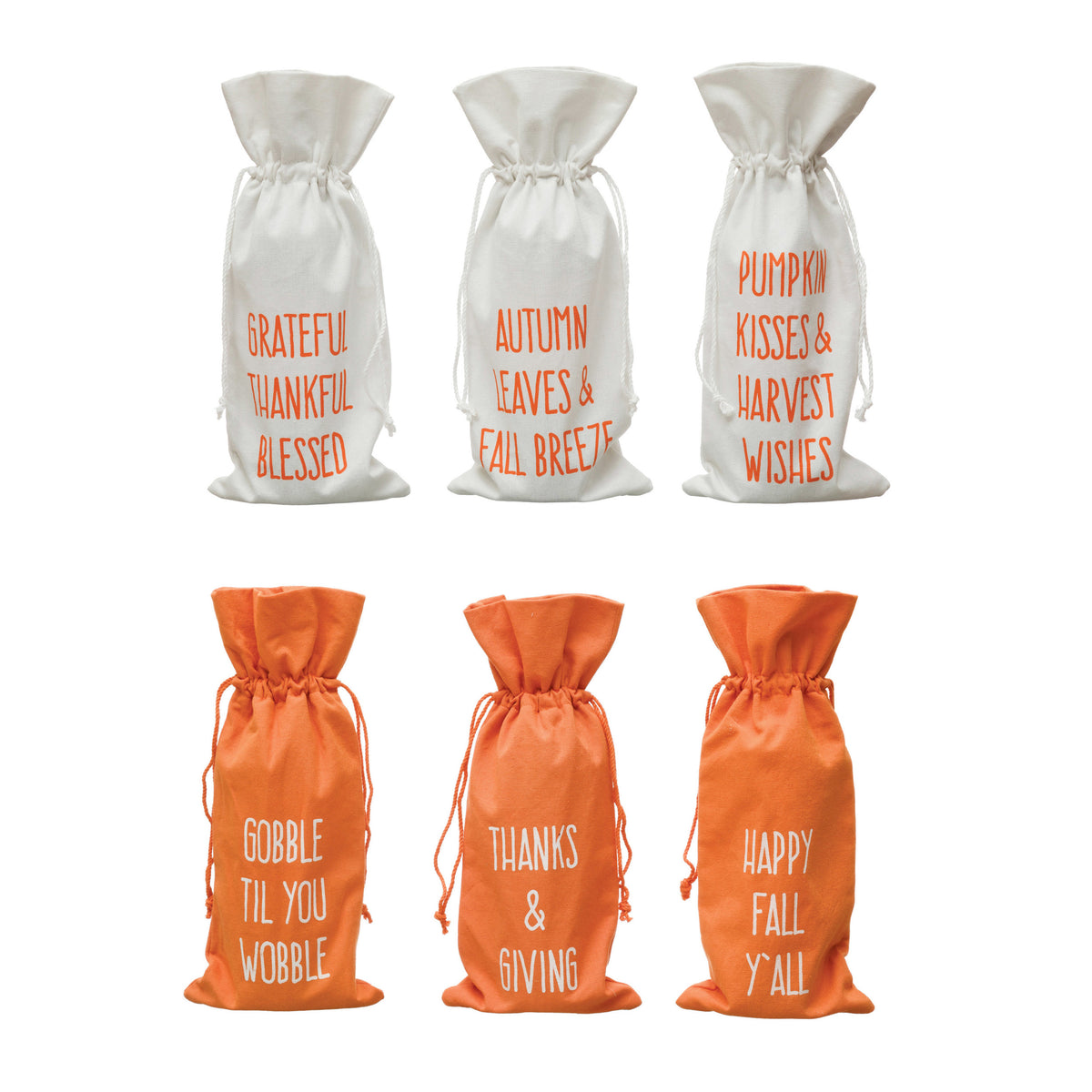 Gift Bag, Drawstring Wine Bag w Fall Saying