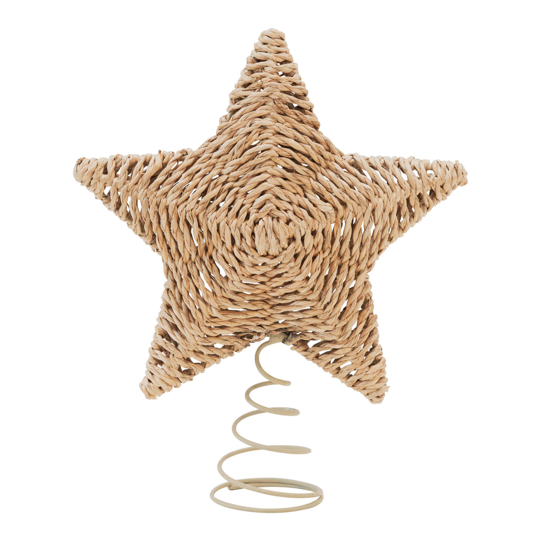 Hand-Woven Natural Bankuan Star Tree Topper, 7in