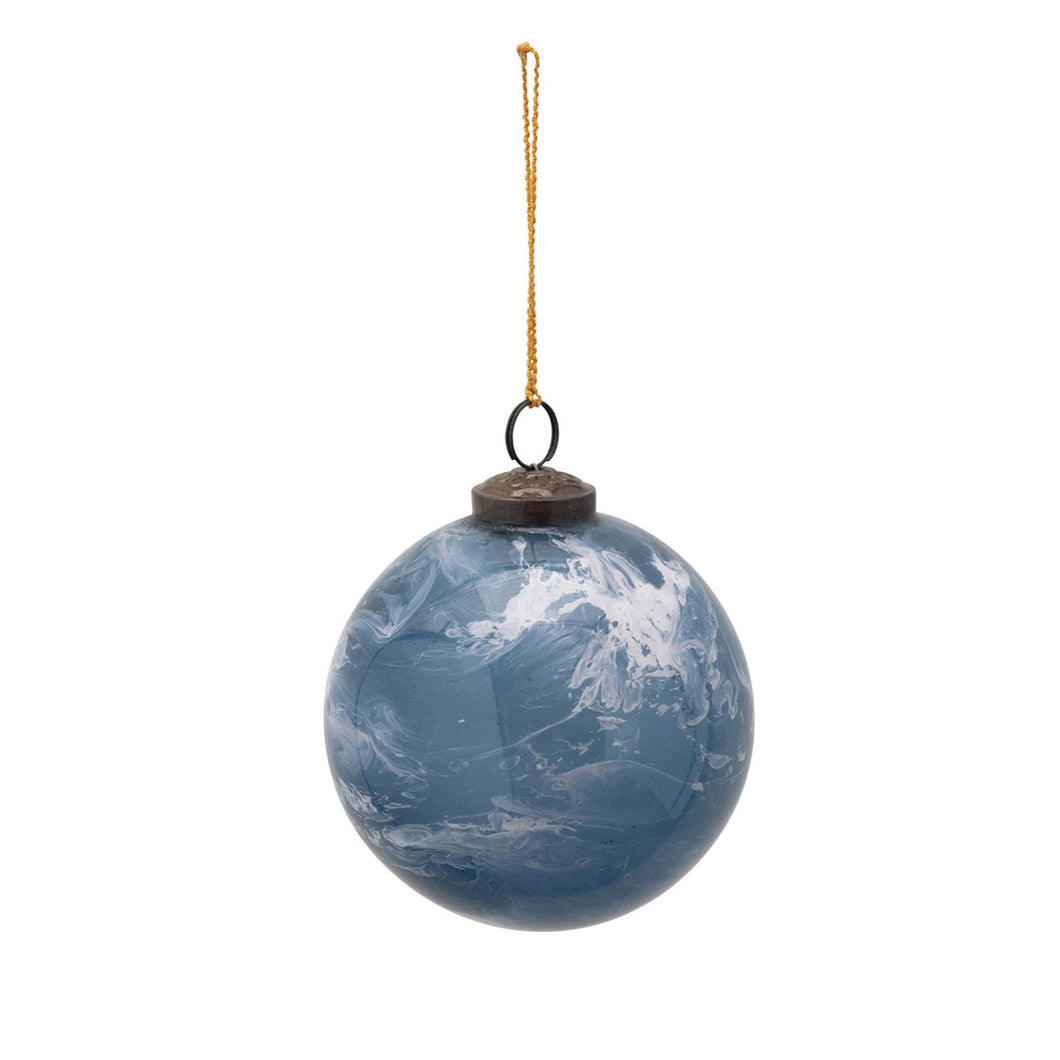 Ornament, Glass Ball with Marbled Finish, 4in