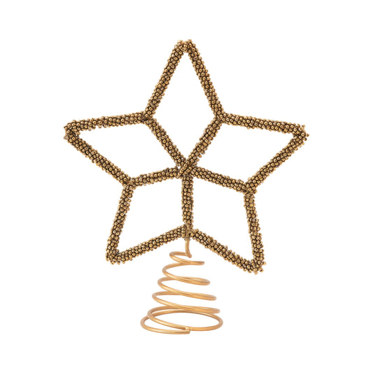 Metal & Bead Star Tree Topper, Brass, 6.25in