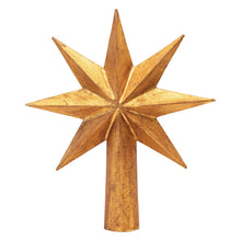 Load image into Gallery viewer, Handmade Paper Mache Gold Star Tree Topper, 12in
