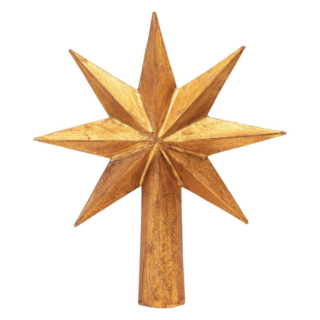 Handmade Paper Mache Gold Star Tree Topper, 12in