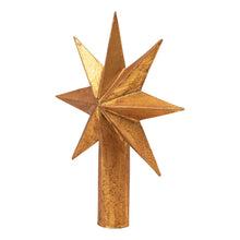 Load image into Gallery viewer, Handmade Paper Mache Gold Star Tree Topper, 12in
