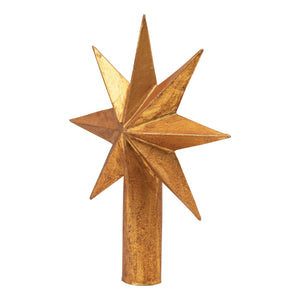 Handmade Paper Mache Gold Star Tree Topper, 12in