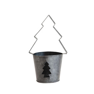 Pot, 4in, Metal, Tree Cutout Bucket