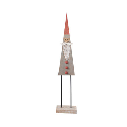 Handmade Mango Wood & Metal Santa, Grey/Red, 37in