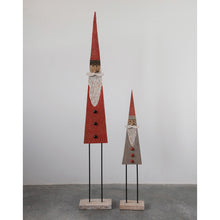Load image into Gallery viewer, Handmade Mango Wood &amp; Metal Santa, Grey/Red, 37in
