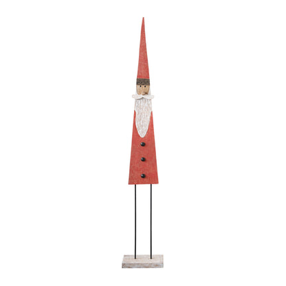 Handmade Mango Wood & Metal Santa, Red, 60in