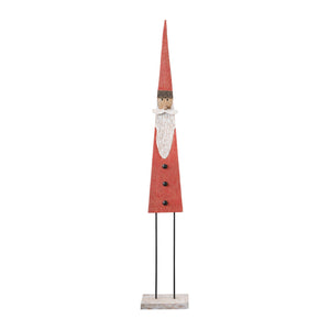 Handmade Mango Wood & Metal Santa, Red, 60in