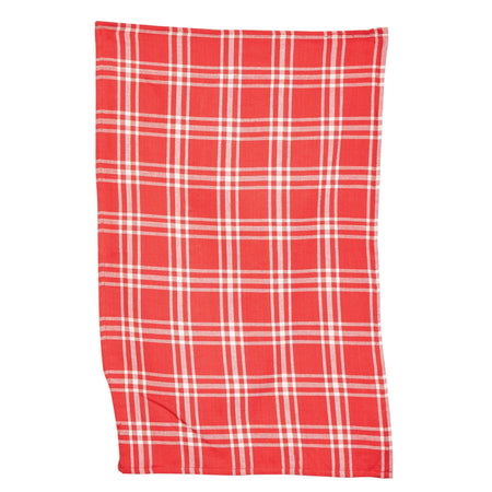 Tea Towel, Cotton, Red & Cream Plaid, 2 Styles