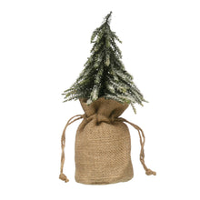 Load image into Gallery viewer, Faux Pine Tree in Burlap Bag, 10in, 3 Styles
