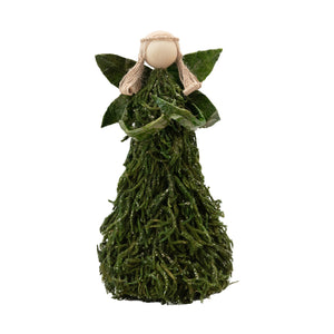 Handmade Preserved Moss Glitter Angel Tree Topper