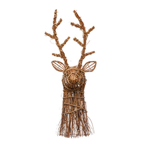 Hand-Woven Rattan Deer Head Wall Decor, 33in