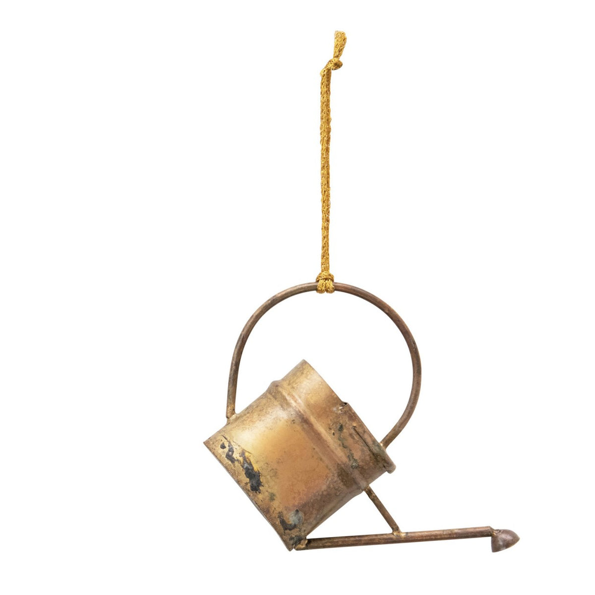 Ornament, Metal Watering Can, Brass Finish, 3.75in