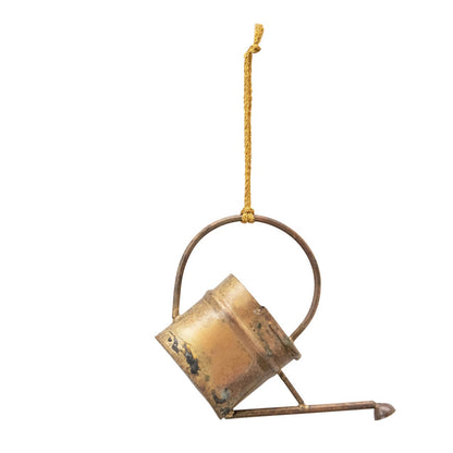 Ornament, Metal Watering Can, Brass Finish, 3.75in