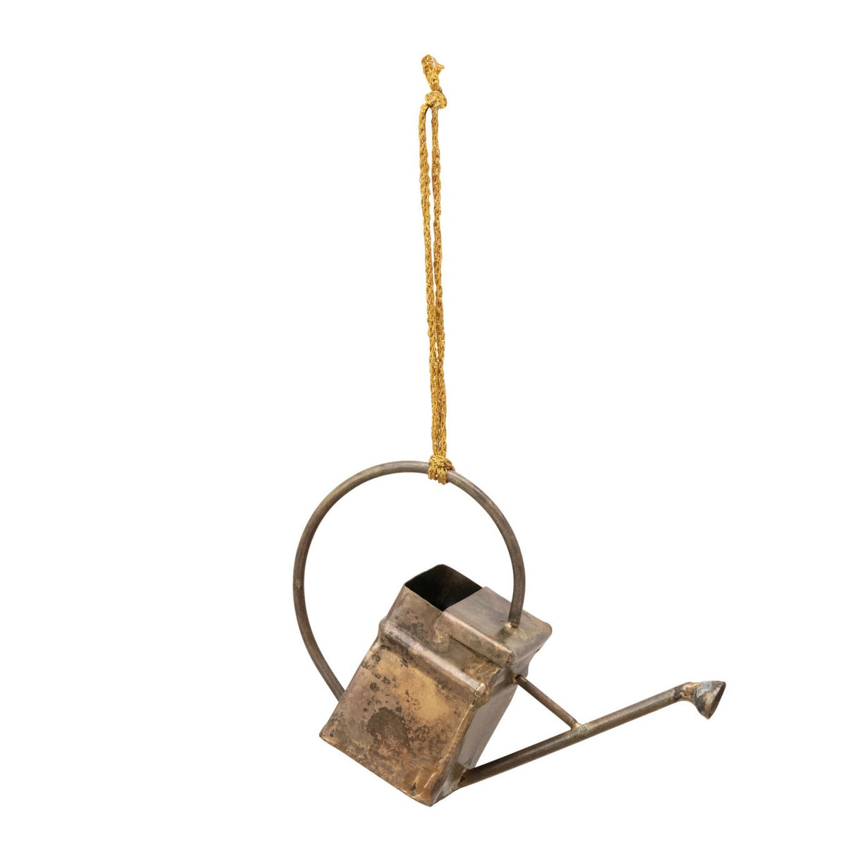 Ornament, Metal Watering Can, Brass Finish, 3.75in