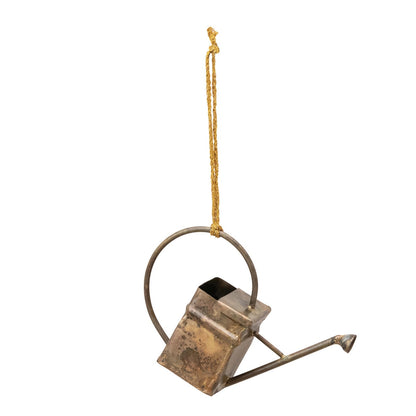 Ornament, Metal Watering Can, Brass Finish, 3.75in