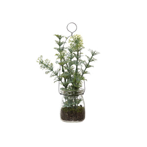 Faux Greenery in Jar Ornament, 8in, 4 Styles