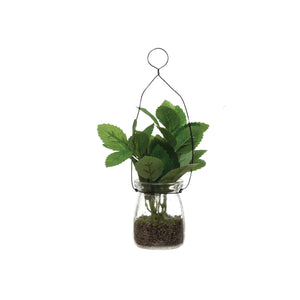 Faux Greenery in Jar Ornament, 8in, 4 Styles