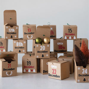 Square Paper Box Advent Calender, 3in, Set of 24