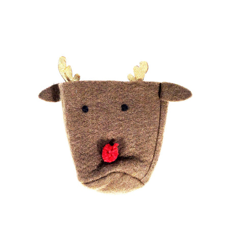 Wool Felt Reindeer Basket, Brown, Small