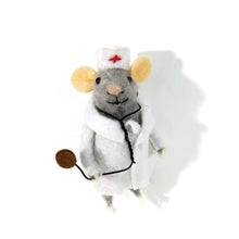 Load image into Gallery viewer, Ornament, Wool Felt Medical Mouse, 4.25in
