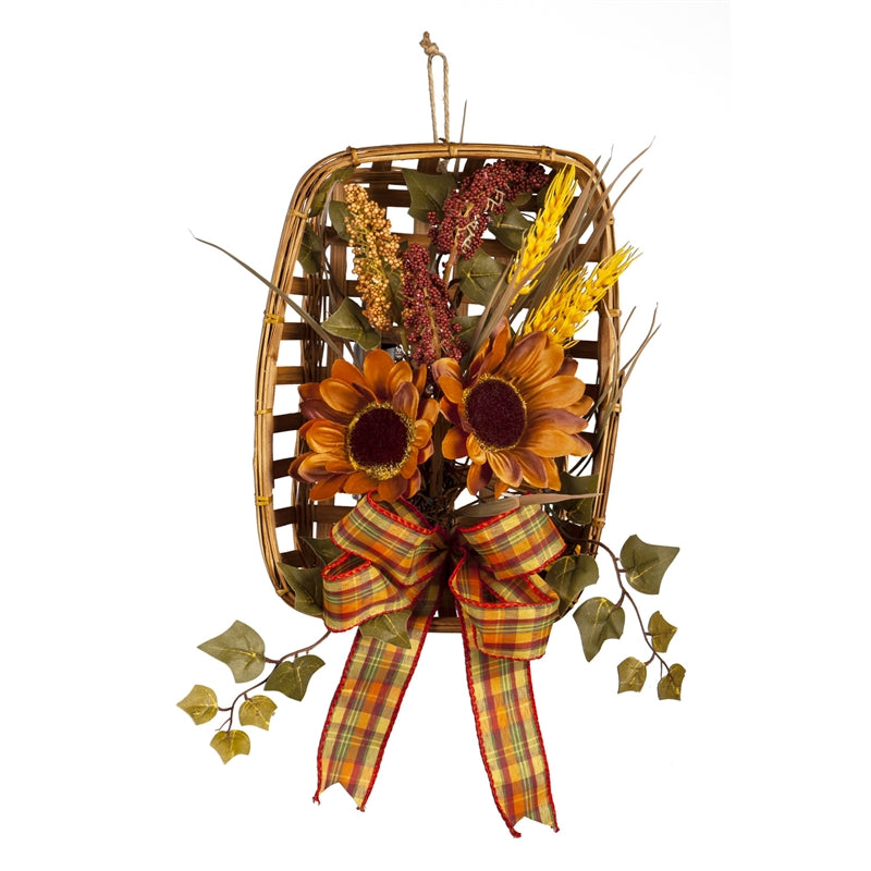 Light-Up Sunflower in Basket Wall Decor