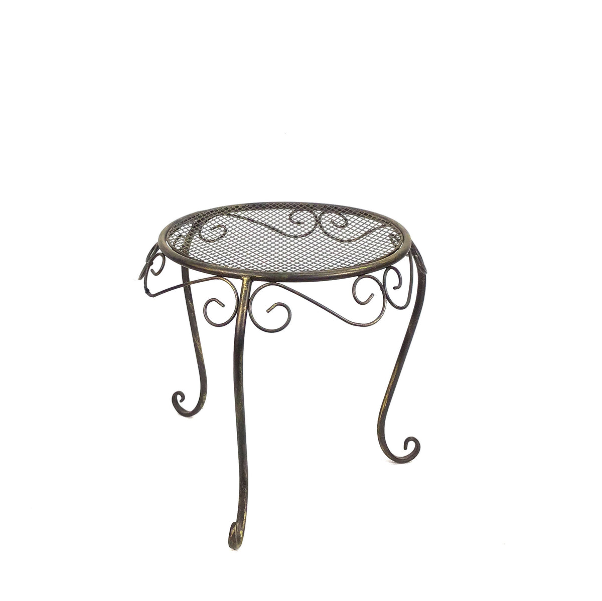 Plant Stand, Scroll Mesh, Brown, 12in
