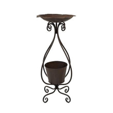 Load image into Gallery viewer, Metal Bird Bath with 8in Garden Planter, 14in Dia - Floral Acres Greenhouse &amp; Garden Centre
