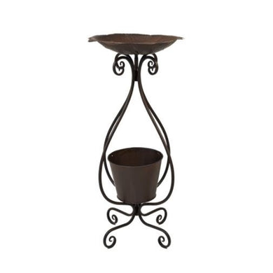 Metal Bird Bath with 8in Garden Planter, 14in Dia - Floral Acres Greenhouse & Garden Centre