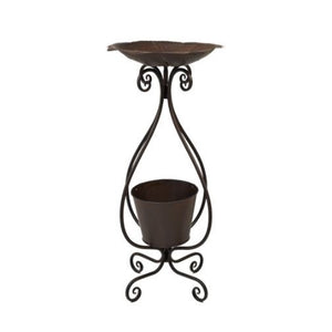 Metal Bird Bath with 8in Garden Planter, 14in Dia - Floral Acres Greenhouse & Garden Centre