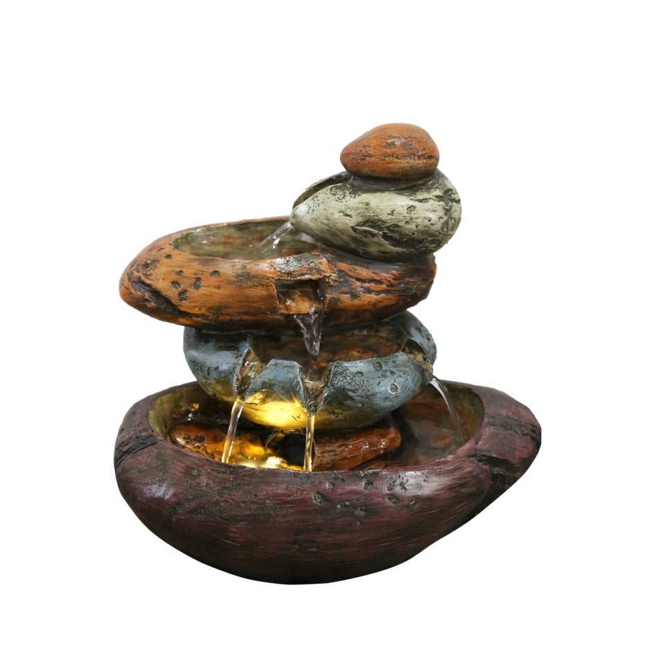 Tabletop Multicolor Stone Fountain with LED Light - Floral Acres Greenhouse & Garden Centre