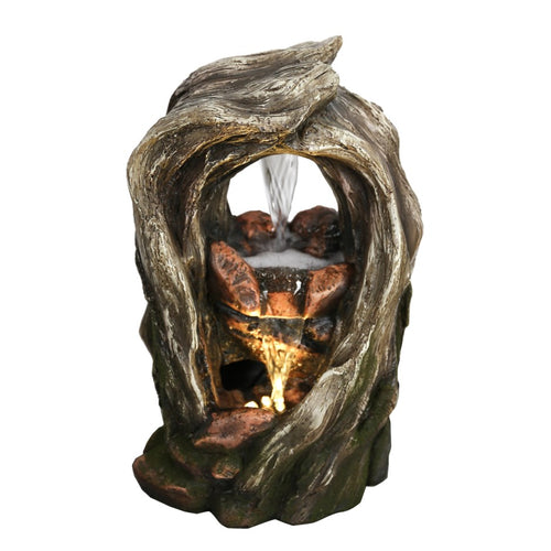 Tabletop Tree Trunk Fountain with LED Light - Floral Acres Greenhouse & Garden Centre