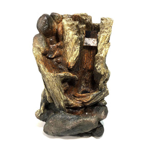Tabletop Tree Trunk Double Fountain with LED Light
