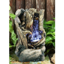 Load image into Gallery viewer, Tabletop Tree Trunk Double Fountain with LED Light - Floral Acres Greenhouse &amp; Garden Centre
