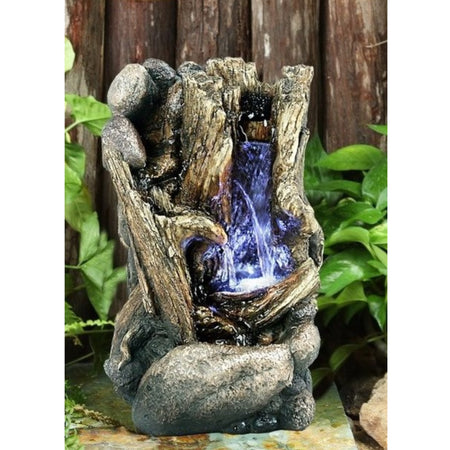 Tabletop Tree Trunk Double Fountain with LED Light - Floral Acres Greenhouse & Garden Centre