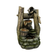 Well with Buckets Fountain with LED Lights
