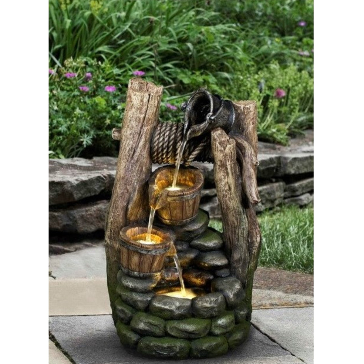 Well with Buckets Fountain with LED Lights - Floral Acres Greenhouse & Garden Centre