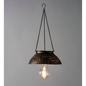 Antiqued Metal Hanging Light, Scalloped