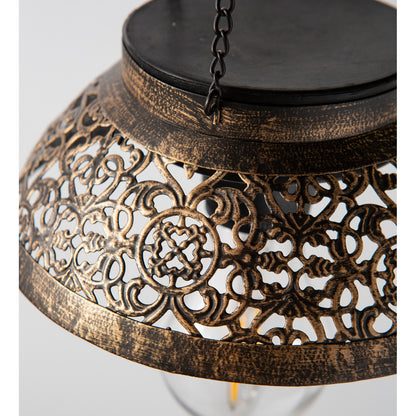 Antiqued Metal Hanging Light, Scalloped