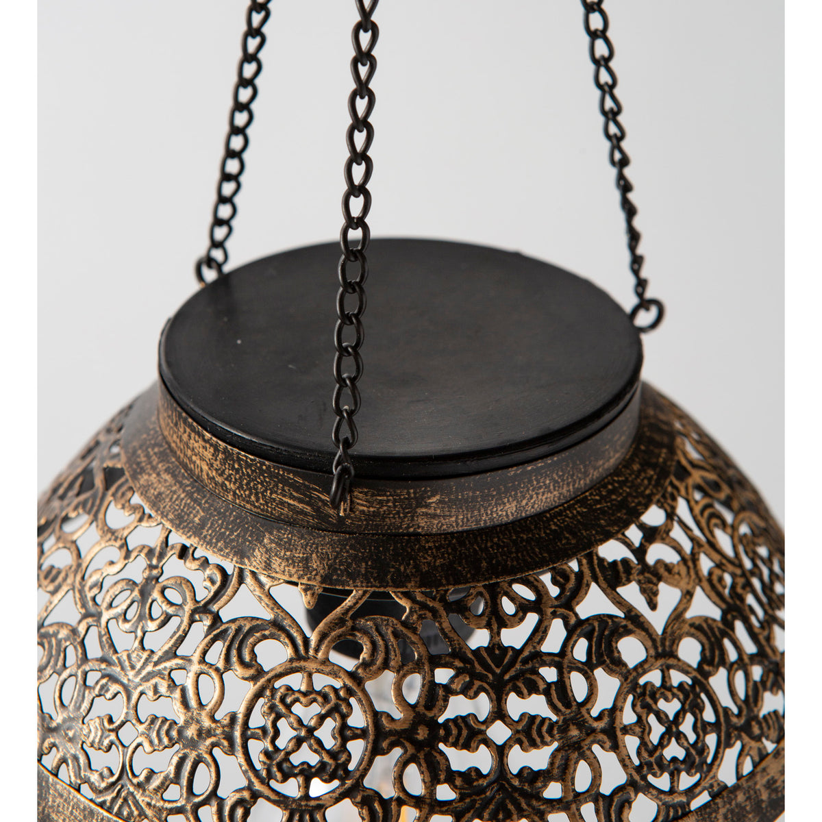 Antiqued Metal Hanging Light, Scalloped