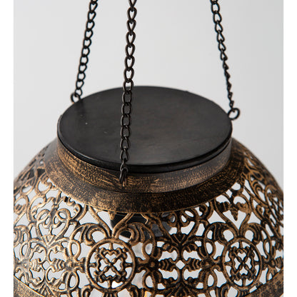 Antiqued Metal Hanging Light, Scalloped