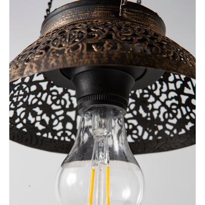 Antiqued Metal Hanging Light, Scalloped