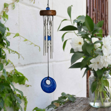 Mini Stone Wind Chime, Blue, 10in - Floral Acres Greenhouse & Garden Centre